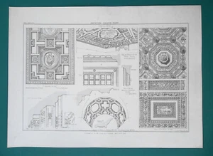 ARCHITEKTUR Historische Decken St. Peter Rom Mailand - SELTEN Druck 1858 - Bild 1 von 1