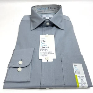 NWT CROFT & BARROW Men's Flagstone Gray No-Iron Stretch Dress Shirt 14.5 Small - Picture 1 of 4