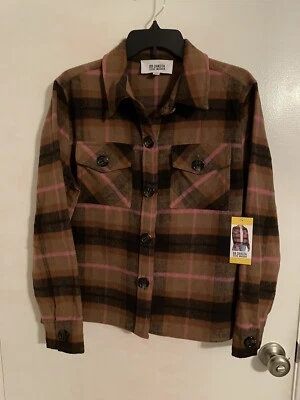 NUEVO CON ETIQUETAS $119 BB Dakota By Steve Madden Para Mujer Talla Mediana Abotonada Cazadora Cuadrada Foto 1 de 3