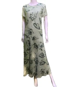 Green Coldwater Creek Floral Maxi Dress Two Piece With Slip Boho Cottage Small - Picture 1 of 9