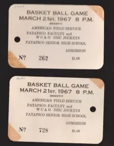 Biglietti Patapsco High School Baltimore MD 21 marzo 1967 American Field Service - Foto 1 di 5