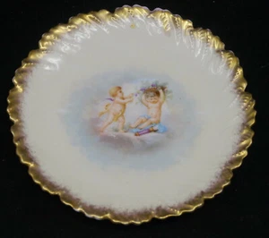 OLD AHRENFELDT, LAVIOLETTE FRENCH LIMOGES PORCELAIN PLATE w CHERUBS, PUTTI - Picture 1 of 4
