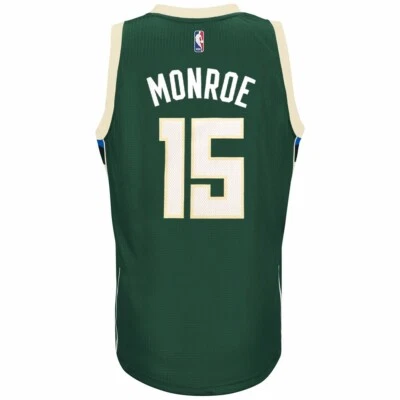 Camiseta deportiva Greg Monroe Milwaukee Bucks verde oficial Climacool Away Road Swingman Foto 1 de 4