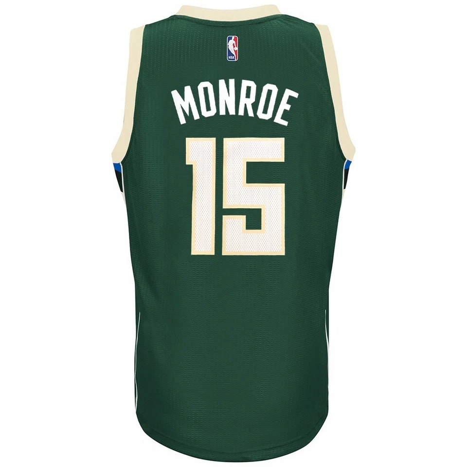 Camiseta deportiva Greg Monroe Milwaukee Bucks verde oficial Climacool Away Road Swingman Foto 1 de 4