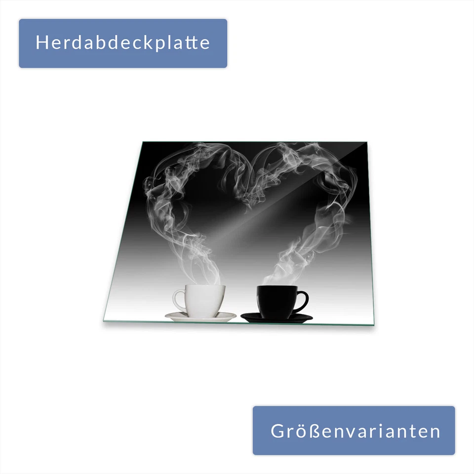 Herdabdeckplatte Abdeckung Ceranfeld Abdeckplatte Kaffee Schneidebrett Glas Deko - Bild 1 von 4