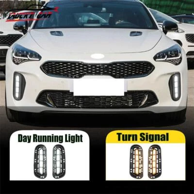 For Kia Stinger 2018 2019 2020 LED DRL Daytime Running Light  Fog Lamps Pair - Image 1 of 4