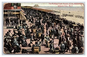 Rolling Chair Parade on Boardwalk Atlantic CIty New Jersey NJ DB Postcard W11 - Picture 1 of 2