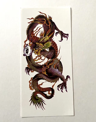 6 in Temporary Fake Body Art Multicolor Dragon Holding Pearl Tattoo Skin Sticker - Image 1 of 3