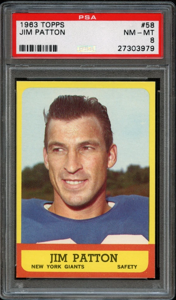 FB - 1963 Topps - #58 - Jim Patton - PSA 8 - NM-MT - Image 1 of 2