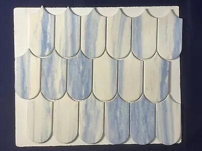 S54 Белые/Синие Весы Эко Стекло Мозаика Плитка Кухня Ванная Полированная, 7 листов - Изображение 1 из 3