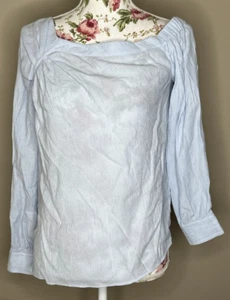 Brochu Walker Top Womens Sz XS Blue Rayon Blend The Ceola Off Shoulder Shirt - Picture 1 of 6