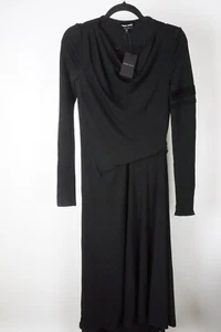 Giorgio Armani Solid Black Long Viscose Blend Dress Sz 38 BRAND NEW - Picture 1 of 6