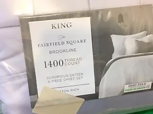 Fairfield Square Brookline 6pc Sheet Set 1400 Thread Count King Size - Sky Blue - Picture 1 of 9
