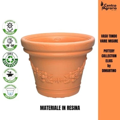 Vaso rotondo da esterno vasi in plastica tondo tipo terracotta per piante fiori - Immagine 1 di 4