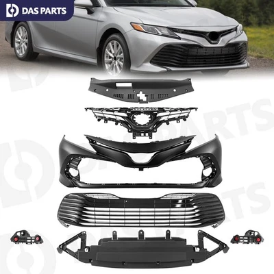 For 2018-2020 Toyota Camry Front Bumper Grille Set w/o Sensor Holes Glossy Black - Image 1 of 4