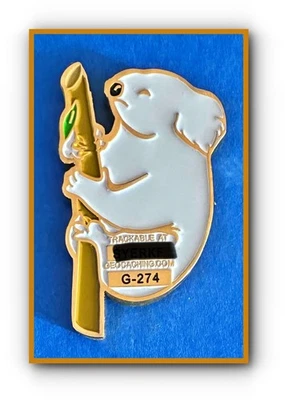 Geocoin Koala Bear Sydeny Australia Eternity Bridge Polished Gold Adoptable - Image 1 of 2