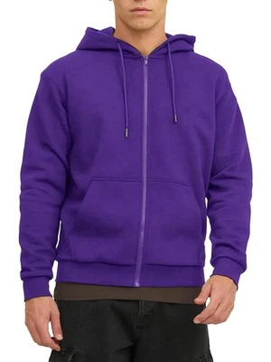 Sudadera con capucha atlética púrpura para hombre con cremallera manga larga polar con capucha... Foto 1 de 4