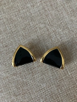 Pendientes tipo aro vintage Monet esmalte negro plegables tono dorado Foto 1 de 3