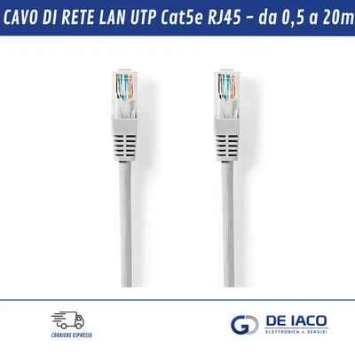 Cavo 0,25m a 20mt di RETE Ethernet LAN Cat.5e UTP rj45 Switch Router Modem SKY - Immagine 1 di 4