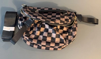Riñonera a Cuadros Marrón Y Negra Bandolera Bandolera Foto 1 de 4