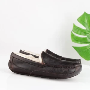 UGG Ascot Pantofole Uomo Marrone Pelle di Pecora Foderato Mocassino Interno Esterno - Foto 1 di 12
