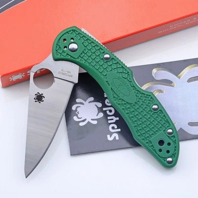 Cuchillo plegable de bolsillo utilitario ligero con mango de fibra de vidrio verde Lockback C10 Foto 1 de 4