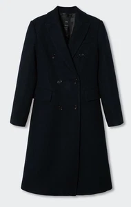 ABRIGO DE LANA MANGO MUJER A MEDIDA DOBLE BOTONADURA EN NEGRO TALLA S - Imagen 1 de 12