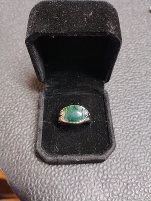 REAL Water Grass Agate Natural Stone Ring Size 9 Stainless Steel Ring  - Image 1 of 4