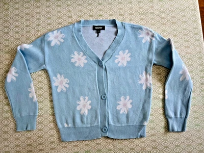 DKNY Niñas Bebé Azul Cárdigan Suéter Tejido Manga Algodón 8/10 Foto 1 de 3