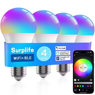 Smart LED Glühbirnen, Wi-Fi Magic Home Glühbirnen für Alexa & Google Assist... - Bild 1 von 4