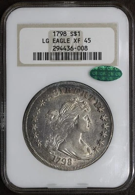 Busto drapeado 1798 (XF45 CAC) dólar de prata $1 NGC - Águia grande - Imagem 1 de 4