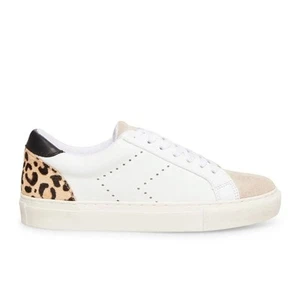 NEU Steven Steve Madden Parody weiß Leopard Leder Low-Top Sneaker Damen 7,5 - Bild 1 von 5