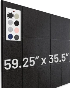 Large Cork Board for Wall 59" x 36", Black Bulletin Board | 15 Pack Felt Wall... - Picture 1 of 6