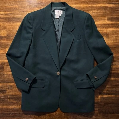 Женский винтажный пиджак Talbots 10 Petite из камвольной шерсти на одной пуговице - Изображение 1 из 4