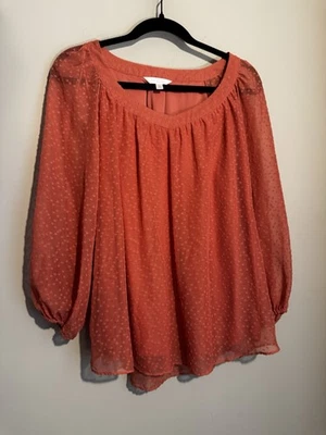 LC Lauren Conrad Talla L Manga Forrada Coral Texturizada L L Lunares Transparentes Foto 1 de 4