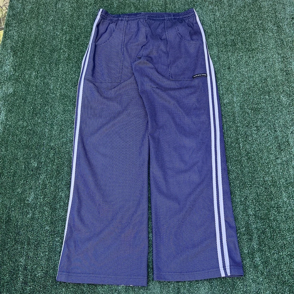 Vintage Golds Gym Sweatpants Mens Large Navy Blue Wide-Leg 32" Inseam Stripe 90s - Image 1 of 4