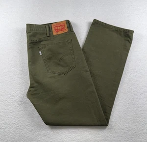 Levi's 514 Jeans Mens 38X32 Olive Green Denim 100% Cotton Travel Straight Leg - Picture 1 of 9