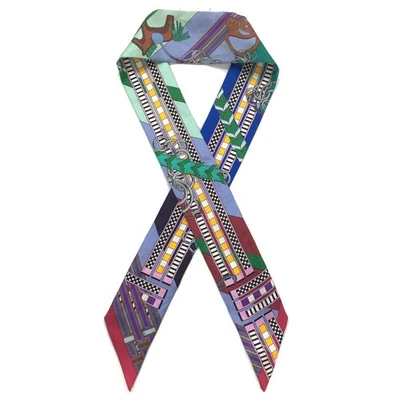 Cachecol Hermes Brides et Gris Gris Twilly seda 100% multicolorido - Imagem 1 de 4