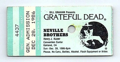 Grateful Dead Mail Order Concert Ticket Stub December 26 1986 Oakland California - Image 1 of 2