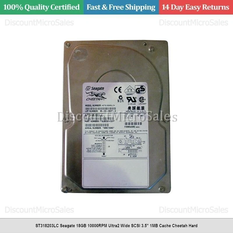 ST318203LC Seagate 18GB 10000RPM Ultra2 Wide SCSI 3.5" 1MB Cache Cheetah Hard - Image 1 of 1