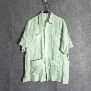 Ramon Puig El Rey Guayabera Herren Large Langarm Cuban Camp Hemd Mintgrün - Bild 1 von 8