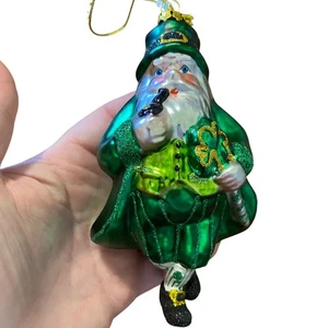 Blown glass St Patricks leprechaun Christmas tree ornament green 5.5" - Picture 1 of 7