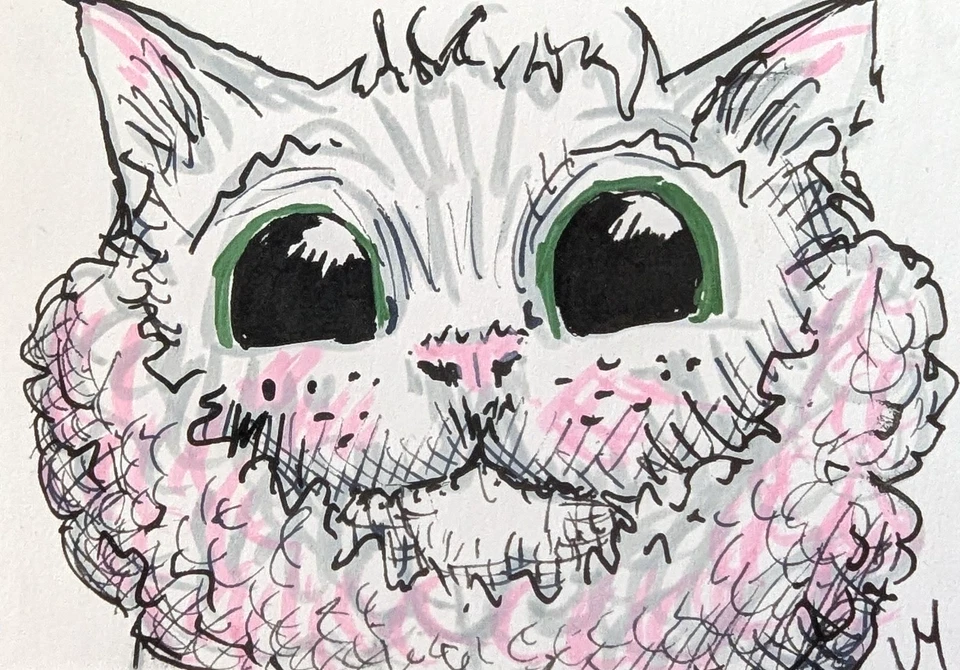 Pintura de gato ACEO original caras de gatito arte popular contemporáneo por Josh Merritt Foto 1 de 1