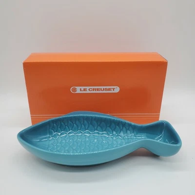 "Caribbean" LE CREUSET 6.5" Small Fish Dish Stoneware NWT Mini Fish-Shaped - Image 1 of 4