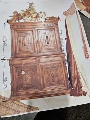 Antiguo Aparador Francés 2 Piezas, Decoración Moldeada Dos Puertas, Nogal Torneado Foto 1 de 4