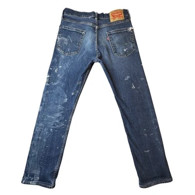 Levis 513 Slim Fit Mens Jeans 30x33 (29x28) Blue Denim Medium Wash Paint Stains - Image 1 of 4