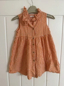 Girls' Orange Gingham Summer Dress Age 3-4 - Picture 1 of 3