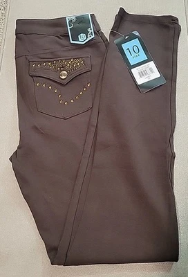 One 5 One Dress/Casual Pants Chocolate Studded Pockets Size 10 Inseam 30" NWT - Image 1 of 4
