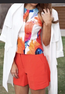 NUEVO CON ETIQUETAS BANANA REPUBLIC TALLA 4 NARANJA ELÁSTICO VESTIDO SHORTS. Foto 1 de 4