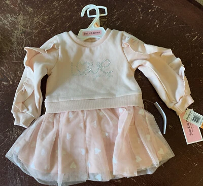 Vestido Juicy Couture Niños Niñas Rosa y Plata 2 Piezas Talla 12M Nuevo con Etiquetas Foto 1 de 4